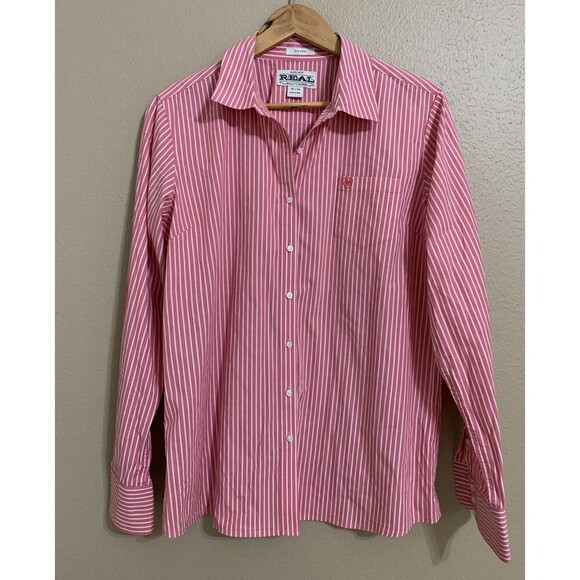 Ariat REAL Red Striped Fitted Button Up Long Sleeve Shirt Women’s‎ XLarge - Picture 2 of 5